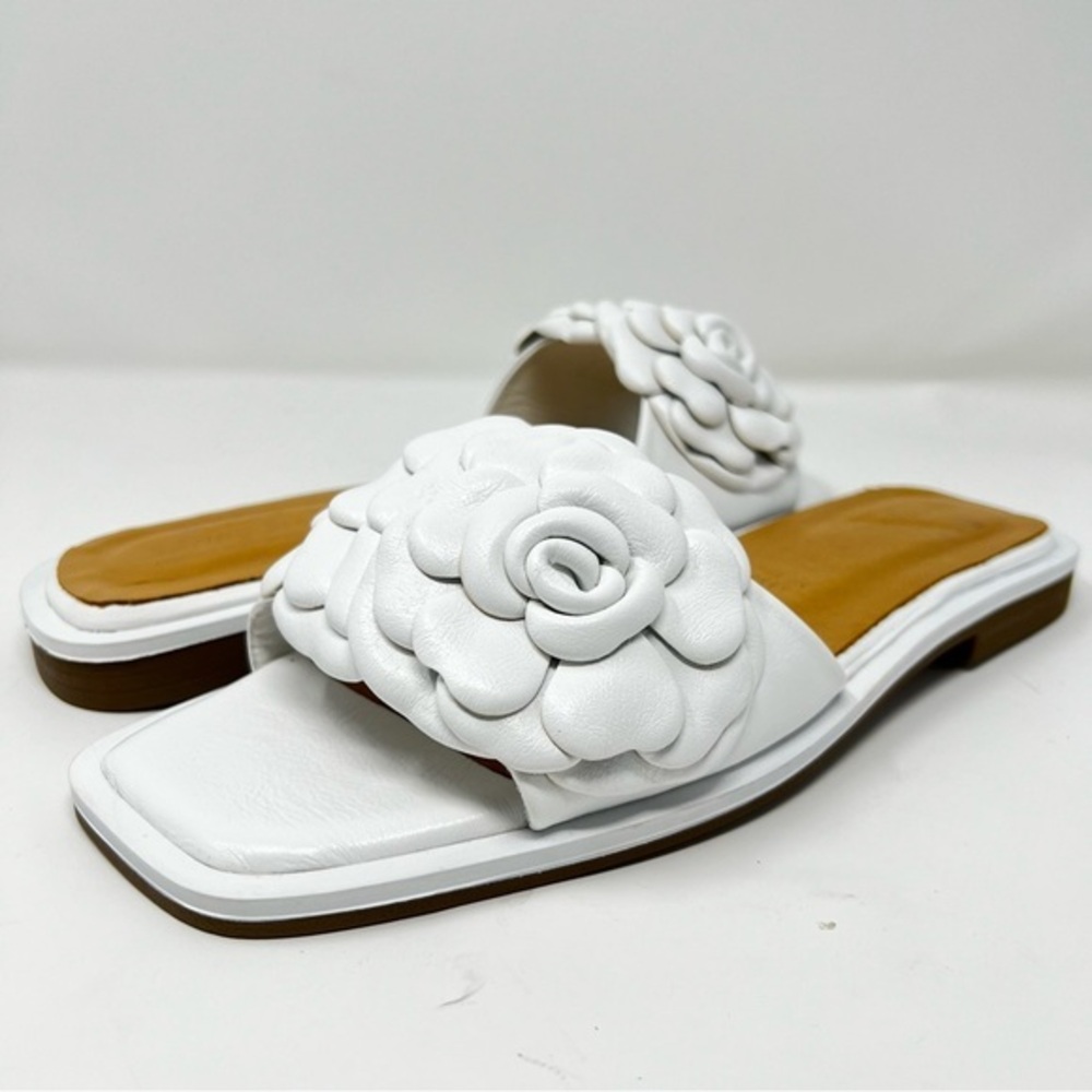 Spring Step White Floral Slide Sandals